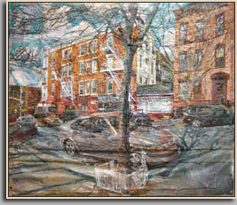 VIEW OF 12th STREET AND 4th AVENUE BROOKLYN 2006 oil/canvas 35" x 40"
